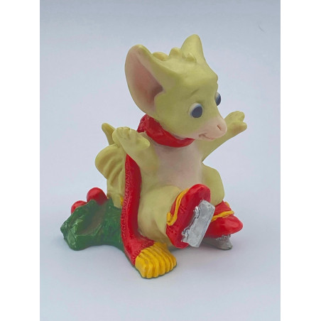 Christmas Skates  Pocket Dragon- Whimsical World Of Pocket Dragons Hand Made- 1995