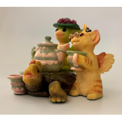 Tea And Gossip Pocket Dragon - Boxed - Collectors Special 2001/2002 - Musgrave Whimsical World Of Pocket Dragons - 2000