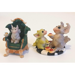 The Happy Ending Pocket Dragon And Gargoyle Set- Boxed - Whimsical World Of Pocket Dragons - Hand Made In 2005