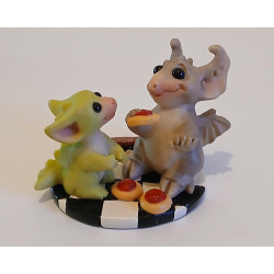 The Happy Ending Pocket Dragon And Gargoyle Set- Boxed - Whimsical World Of Pocket Dragons - Hand Made In 2005