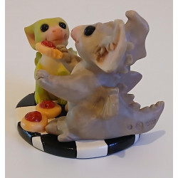 The Happy Ending Pocket Dragon And Gargoyle Set- Boxed - Whimsical World Of Pocket Dragons - Hand Made In 2005