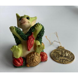 Deck The Halls Pocket Dragon - Boxed with Limited Edition Ornament - Whimsical World Of Pocket Dragons Hand Made In 1996