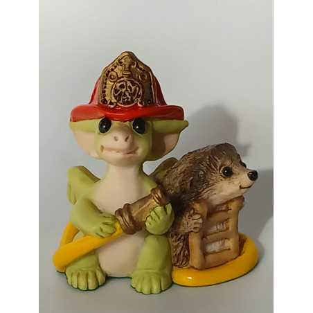 Fire Brigade Pocket Dragon - Whimsical World Of Pocket Dragons by Real Musgrave - Hand Made - 1998