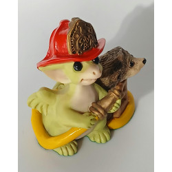 Fire Brigade Pocket Dragon - Whimsical World Of Pocket Dragons by Real Musgrave - Hand Made - 1998