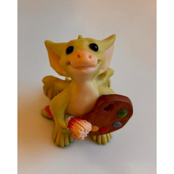 The Artist Pocket Dragon - Annual Piece 2000 - Whimsical World Of Pocket Dragons by Real Musgrave - Hand Made