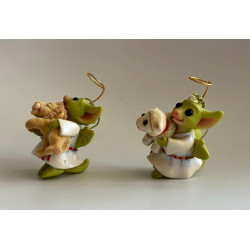 The Lamb and The Lion Pocket Dragon 2 piece Ornament Set - Hand Made in 2003  Christmas
