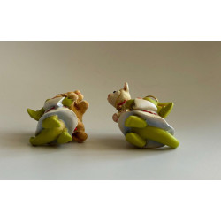 The Lamb and The Lion Pocket Dragon 2 piece Ornament Set - Hand Made in 2003  Christmas