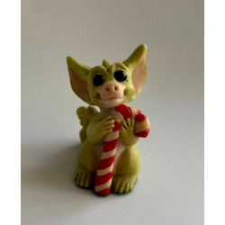 Candy Cane Pocket Dragon - Whimsical World Of Pocket Dragons by Real Musgrave Hand Made in 1994