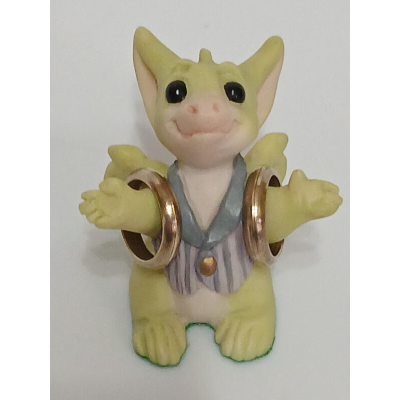 Oh Happy Day Pocket Dragon - With both wedding rings - Whimsical World Of Pocket Dragons - Hand Made In 1996 - Real  Musgrave