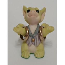 Oh Happy Day Pocket Dragon - With both wedding rings - Whimsical World Of Pocket Dragons - Hand Made In 1996 - Real  Musgrave