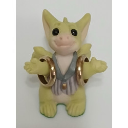 Oh Happy Day Pocket Dragon - With both wedding rings - Whimsical World Of Pocket Dragons - Hand Made In 1996 - Real  Musgrave