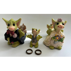 Wedding Set - I'll Be The Groom, I'll Be The Bride & Oh Happy Day Pocket Dragons - All Boxed - Whimsical World Of Pocket Dragons - 1995