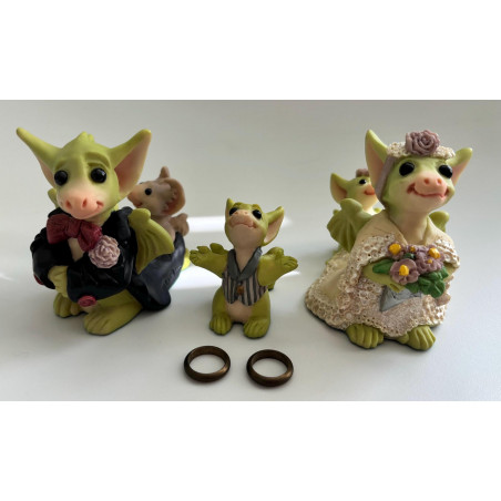 Wedding Set - I'll Be The Groom, I'll Be The Bride & Oh Happy Day Pocket Dragons - All Boxed - Whimsical World Of Pocket Dragons - 1995
