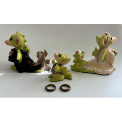 Wedding Set - I'll Be The Groom, I'll Be The Bride & Oh Happy Day Pocket Dragons - All Boxed - Whimsical World Of Pocket Dragons - 1995