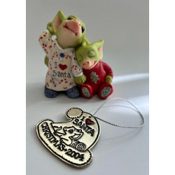Listening For Santa Pocket Dragon Boxed with metal hat medal -Whimsical World Of Pocket Dragons  Hand Made in 2004