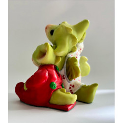Listening For Santa Pocket Dragon Boxed with metal hat medal -Whimsical World Of Pocket Dragons  Hand Made in 2004
