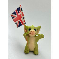 Wave Your Flag Pocket Dragon - Boxed with Extra Flags - Whimsical World Of Pocket Dragons Hand Made - 2005