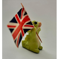 Wave Your Flag Pocket Dragon - Boxed with Extra Flags - Whimsical World Of Pocket Dragons Hand Made - 2005