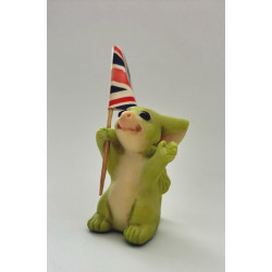 Wave Your Flag Pocket Dragon - Boxed with Extra Flags - Whimsical World Of Pocket Dragons Hand Made - 2005