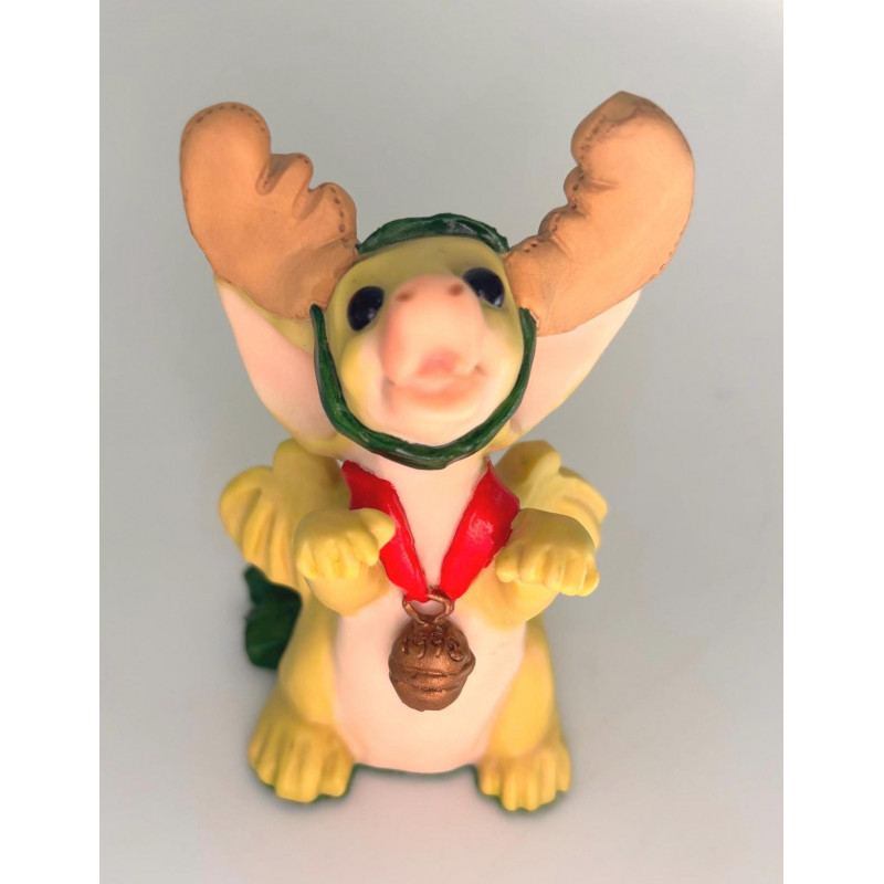 The Littlest Reindeer Pocket Dragon with medal -  Limited Edition for 1998 - Real Musgrave Whimsical World Of Pocket Dragons