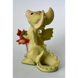 Flowers For You Pocket Dragon - Whimsical World Of Pocket Dragons Hand Made- 1989 - One of Original 27