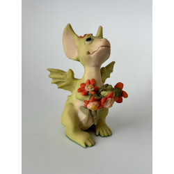 Flowers For You Pocket Dragon - Whimsical World Of Pocket Dragons Hand Made- 1989 - One of Original 27