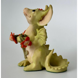 Flowers For You Pocket Dragon - Whimsical World Of Pocket Dragons Hand Made- 1989 - One of Original 27