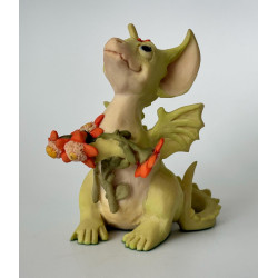 Flowers For You Pocket Dragon - Whimsical World Of Pocket Dragons Hand Made- 1989 - One of Original 27