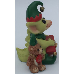 Santa's Helpers Pocket Dragon - Boxed - Whimsical World Of Pocket Dragons by Real Musgrave Hand Made - Annual Christmas Figurine 2002