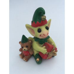 Santa's Helpers Pocket Dragon - Boxed - Whimsical World Of Pocket Dragons by Real Musgrave Hand Made - Annual Christmas Figurine 2002
