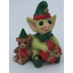 Santa's Helpers Pocket Dragon - Boxed - Whimsical World Of Pocket Dragons by Real Musgrave Hand Made - Annual Christmas Figurine 2002